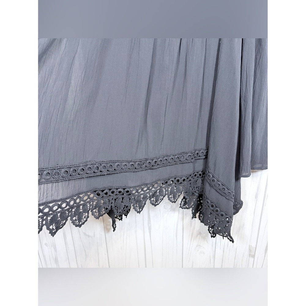 Isabel Marant Étoile Black Cotton Handkerchief Hem Eyelet Lace Boho Skirt 42/L - Picture 5 of 12
